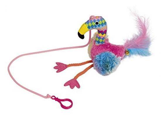 Paw & Joy Biggest Pet Supplies brand in Egypt | 66940 Plush flamingo with spiral strap 22 cm