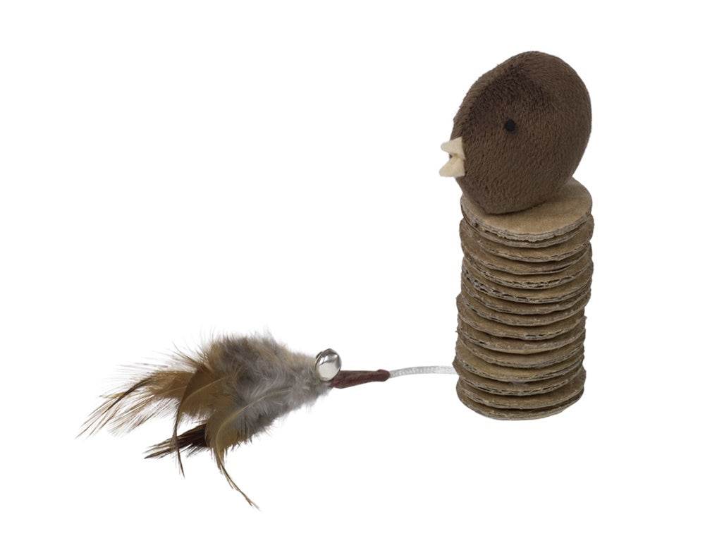 Paw & Joy Biggest Pet Supplies brand in Egypt | 66949 Plush bird with cardboard discs, bell and feather 28 cm, with catnip
