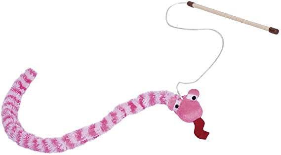 Paw & Joy Biggest Pet Supplies brand in Egypt | 66963 Road with plush snake pink Pole 25,5 cm, wrist with toy 118cm, with catnip
