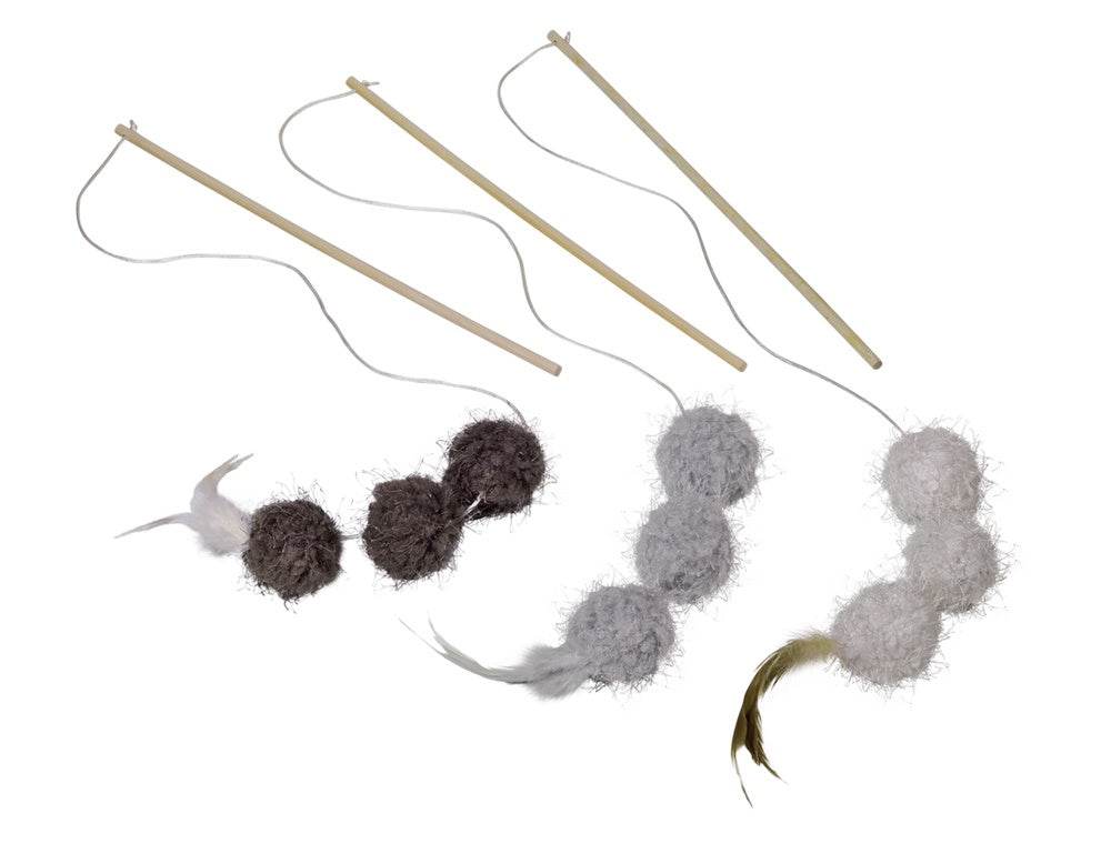 Paw & Joy Biggest Pet Supplies brand in Egypt | 66966 Rod with plush balls Set 3pcs, assorted, with catnip