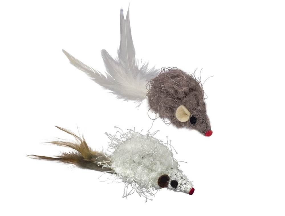 Paw & Joy Biggest Pet Supplies brand in Egypt | 66968 Plush mouse with rattle assorted 2 pcs, 8 cm, with Catnip