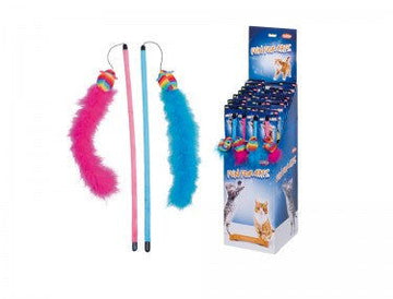 67486 NOBBY Rod with toy "RAINBOW" Mouse with feather rod 45 cm, mouse 6 cm -  - PetsOffice