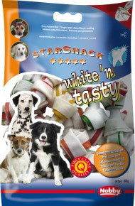Paw & Joy Biggest Pet Supplies brand in Egypt | 68001 NOBBY White�n Tasty knotted bone coloured 7,5 cm, 180 g, 12 pcs