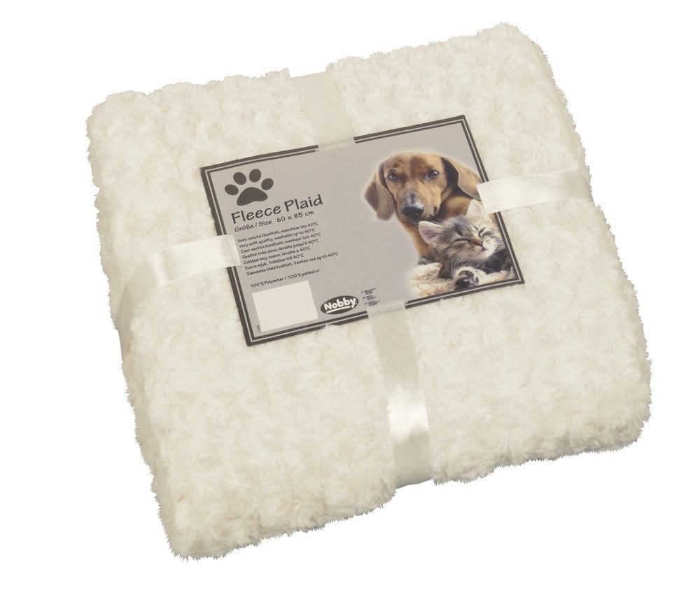 70979-46 NOBBY Fleece Plaid "SUPER SOFT" white-ecru S 60 x 85 cm -  - PetsOffice