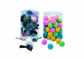 Paw & Joy Biggest Pet Supplies brand in Egypt | 72206 NOBBY Coloured grid ball with fur mouse 24 pieces