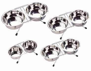 Paw & Joy Biggest Pet Supplies brand in Egypt | 72828 NOBBY Double diner chrome incl. 2 bowls