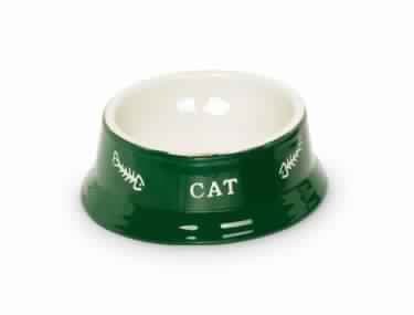 73374 NOBBY Cat ceramic bowl "CAT" green / beige Ø14 x 4,8 cm -  - PetsOffice
