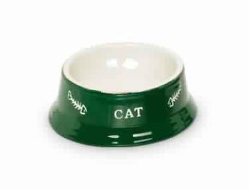 73374 NOBBY Cat ceramic bowl "CAT" green / beige Ø14 x 4,8 cm -  - PetsOffice