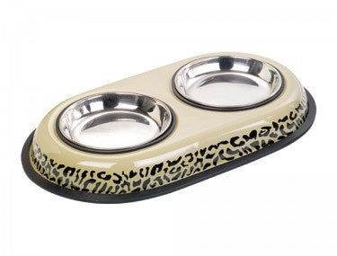 Paw & Joy Biggest Pet Supplies brand in Egypt | 73462 NOBBY leopard Dinner-Box stainless steel