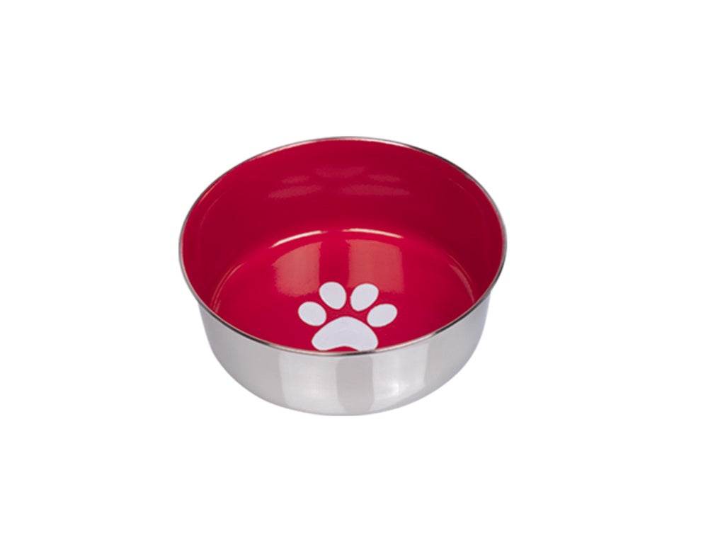 Paw & Joy Biggest Pet Supplies brand in Egypt | 73470 NOBBY Dog stainless steel bowl HEAVY PAW, anti slip red 16,5 cm 0,95 ltr