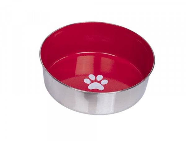 Paw & Joy Biggest Pet Supplies brand in Egypt | 73472 NOBBY Stainless steel bowl HEAVY PAW, anti slip red 24,0cm 2,70 ltr
