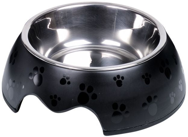 73497-06 NOBBY Dog Melamine bowl "NOBLY PAW" black S: 14 x 4,5 cm, 160 ml -  - PetsOffice
