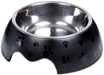 73497-06 NOBBY Dog Melamine bowl "NOBLY PAW" black S: 14 x 4,5 cm, 160 ml -  - PetsOffice