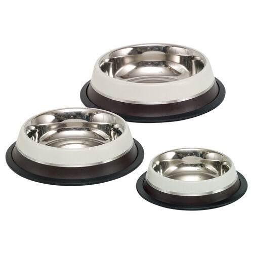 73556 NOBBY Stainless steel bowl TWO TONE, anti slip brown/beige 0,45 L 19,5 cm - Paw & Joy