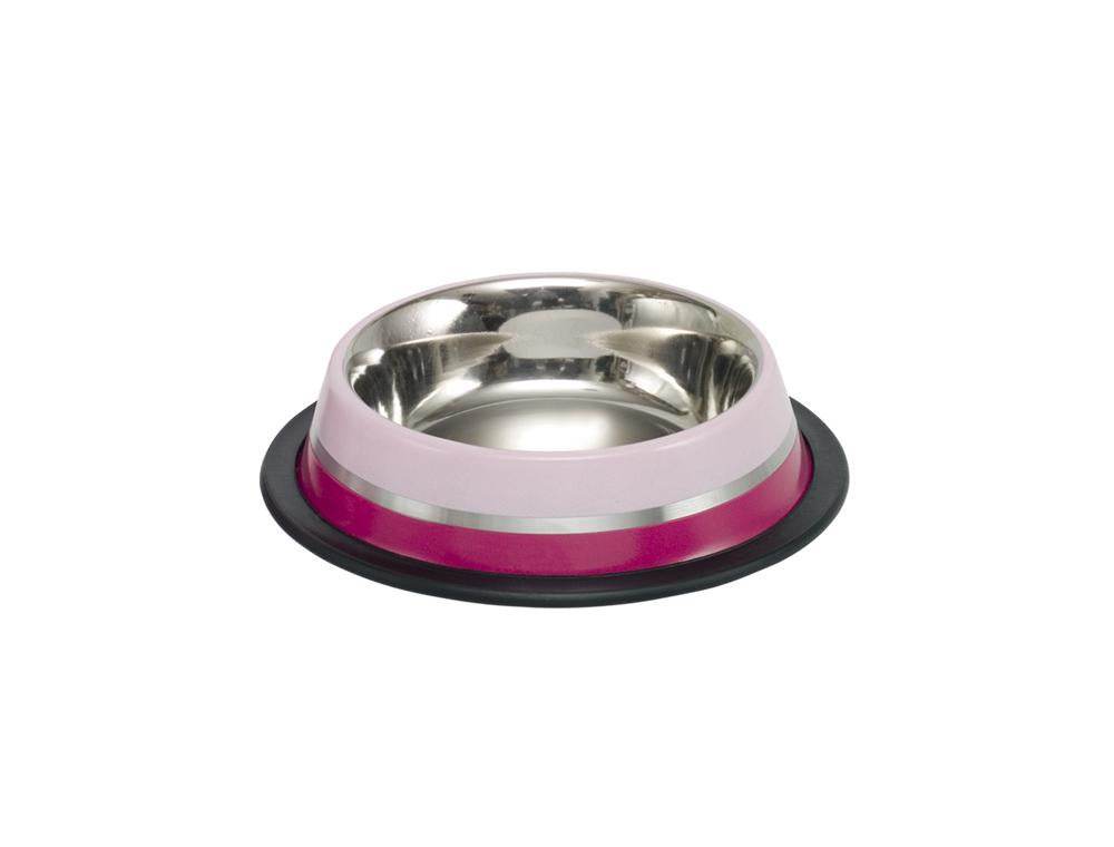 Paw & Joy Biggest Pet Supplies brand in Egypt | 73566 NOBBY Stainless steel bowl TWO TONE, anti slip fuchsia/pink 1,75 L 28,5 cm