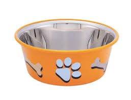 Paw & Joy Biggest Pet Supplies brand in Egypt | 73568 NOBBY Dog Stainless steel bowl CUTIE with paw, anti slip orange 0,90 L 14,5 cm