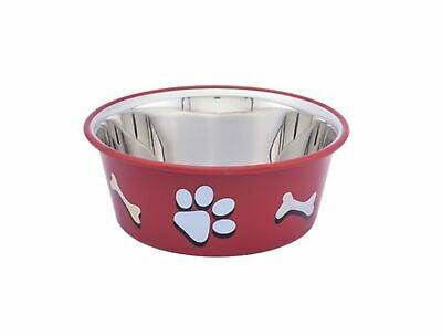 Paw & Joy Biggest Pet Supplies brand in Egypt | 73570 NOBBY Dog Stainless steel bowl CUTIE with paw, anti slip, red 0,40 L 11,5 cm