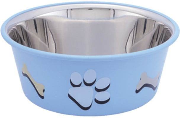 Paw & Joy Biggest Pet Supplies brand in Egypt | 73573 NOBBY Stainless steel bowl CUTIE with paw, anti slip lightblue 0,40 L 11,5 cm