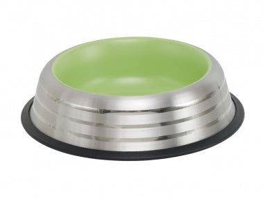 Paw & Joy Biggest Pet Supplies brand in Egypt | 73641 NOBBY Dog Stainless steel bowl ROYAL STRIPE, anti slip lightgreen 0,45 L 20,0 cm