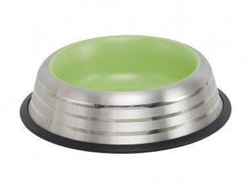 Paw & Joy Biggest Pet Supplies brand in Egypt | 73641 NOBBY Dog Stainless steel bowl ROYAL STRIPE, anti slip lightgreen 0,45 L 20,0 cm