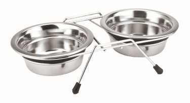 79047 NOBBY Double bowl stainless steel "SILENT DINER" -  - PetsOffice