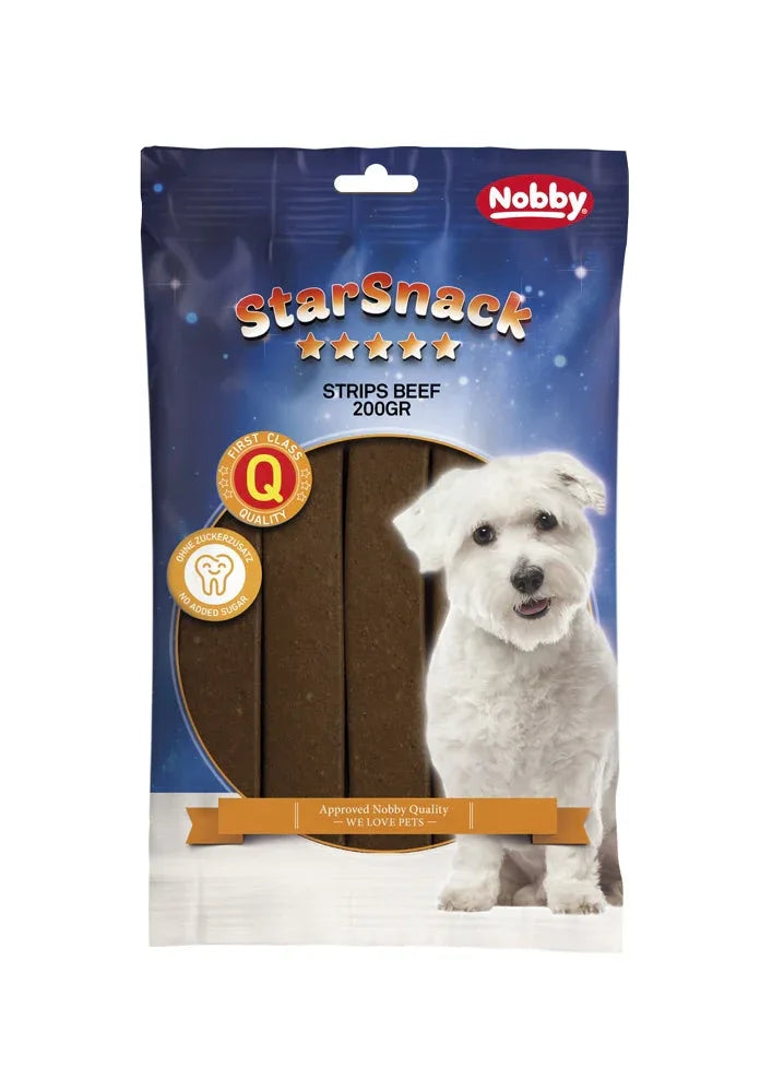 79772 NOBBY StarSnack Strips "Beef" bag; 20 pieces - Paw & Joy