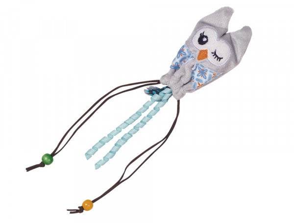 Paw & Joy Biggest Pet Supplies brand in Egypt | 80251 NOBBY Plush owl with wooden ball blue 25cm