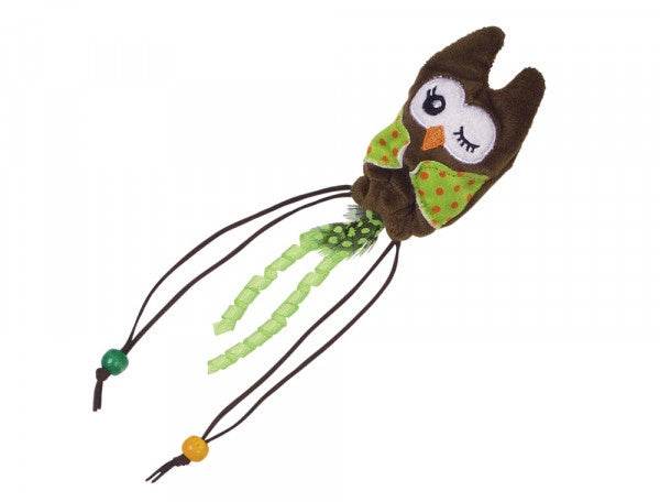 Paw & Joy Biggest Pet Supplies brand in Egypt | 80265 NOBBY Plush owl with wooden ball green 25cm