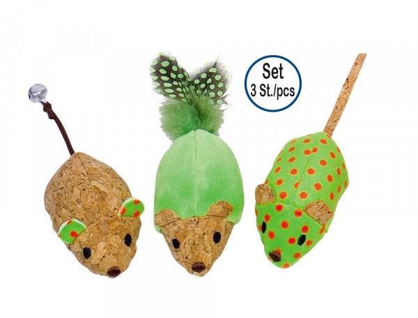 Paw & Joy Biggest Pet Supplies brand in Egypt | 80267 NOBBY Plush mice with catnip green 12cm, set 3 pcs