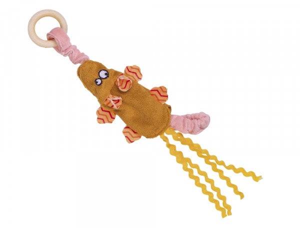 Paw & Joy Biggest Pet Supplies brand in Egypt | 80280 NOBBY Plush mouse elastic with wooden ring orange 30cm