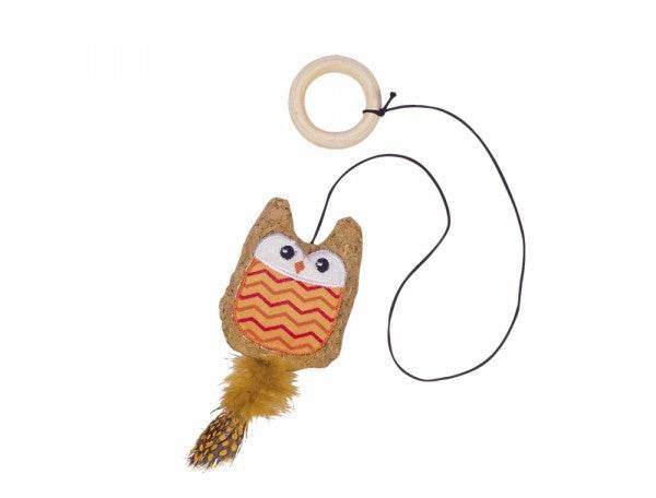 Paw & Joy Biggest Pet Supplies brand in Egypt | 80283 NOBBY Cork owl with catnip, with wooden ring orange Strap with toy 55cm
