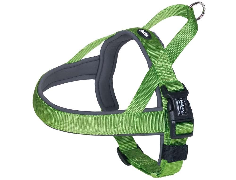 80535-39 NOBBY NORWEGIAN Harness "Classic Preno" neon green/grey L: 75-98 cm + 62 cm; W: 40/45 mm - Paw & Joy
