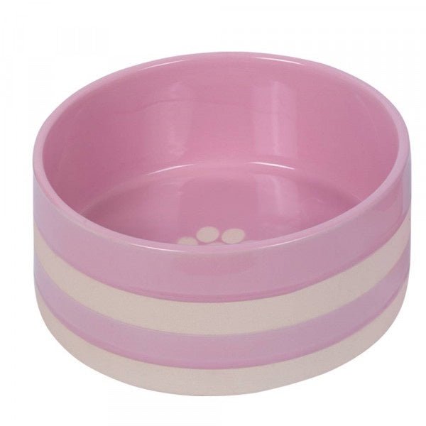 82434 NOBBY Ceramic bowl "Strio" pink/cream Ø 18,0 x 7,0 cm, 1,25 l
