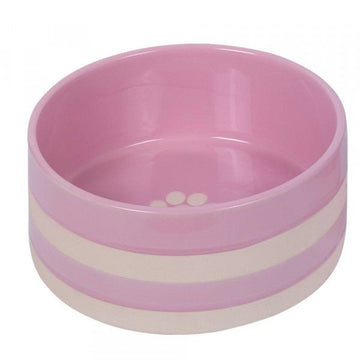 82434 NOBBY Ceramic bowl "Strio" pink/cream Ø 18,0 x 7,0 cm, 1,25 l