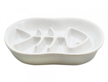 82454 NOBBY Anti-Gulping Bowl "Fish" white 22,5 x 17 x 4cm, 0,5 l