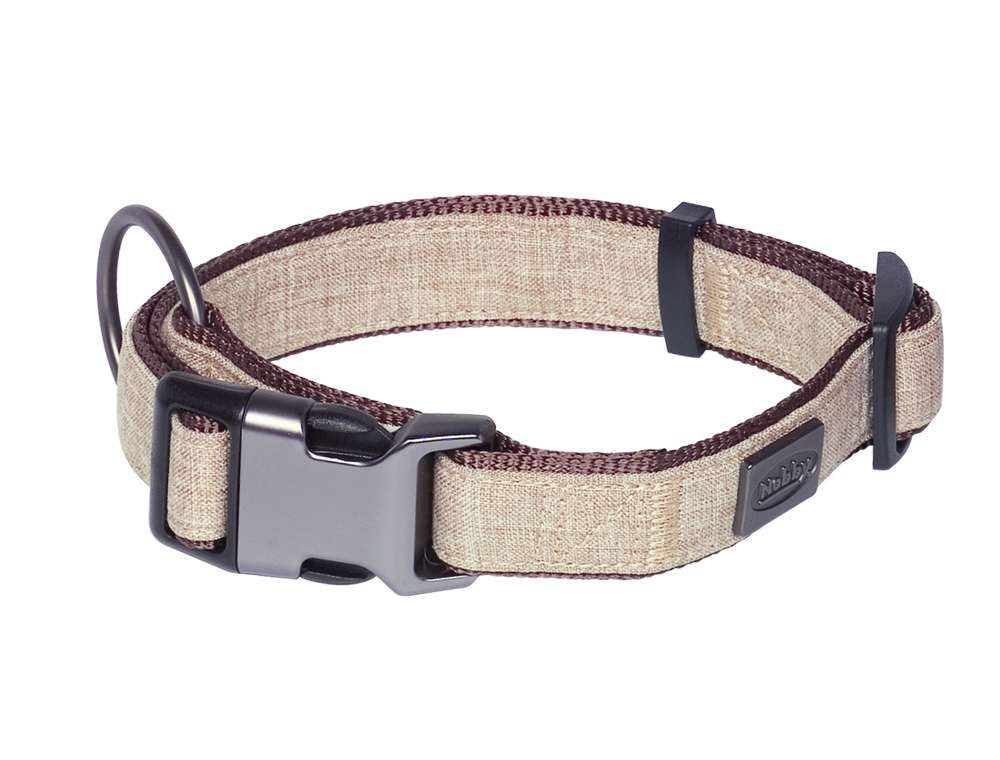 88741-23 NOBBY Collar "Linen Deluxe" brown l: 28-40 cm, w: 20 mm