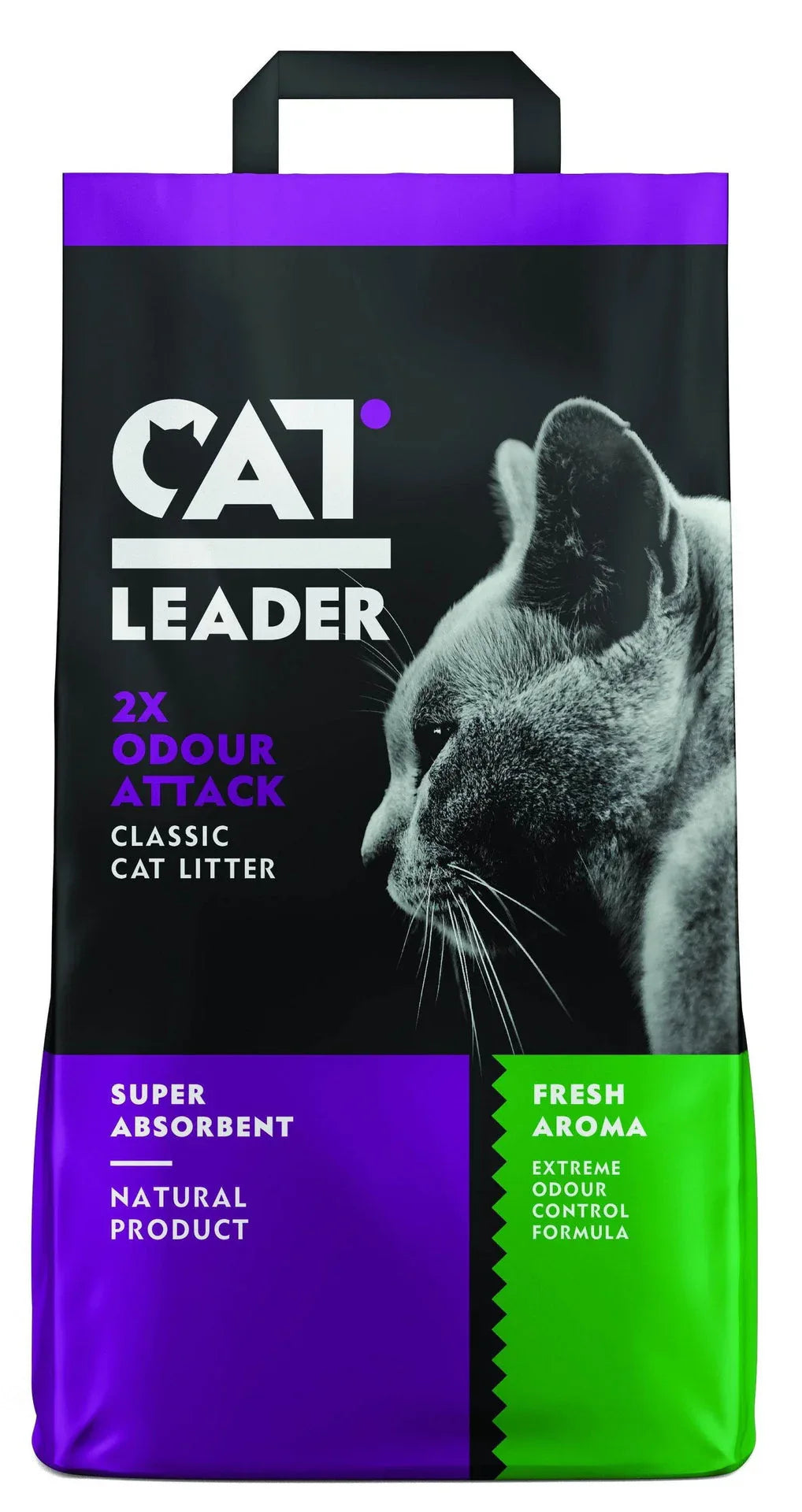 CAT LEADER Non-Clumping cat litter 2XODOUR ATTACK FORMULA&FRESH aroma 5Kg - Paw & Joy