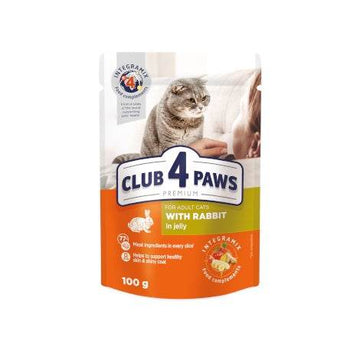 Paw & Joy Biggest Pet Supplies brand in Egypt | Club 4 Paws Cat Wet Food Rabbit Jelly Pouch 100g