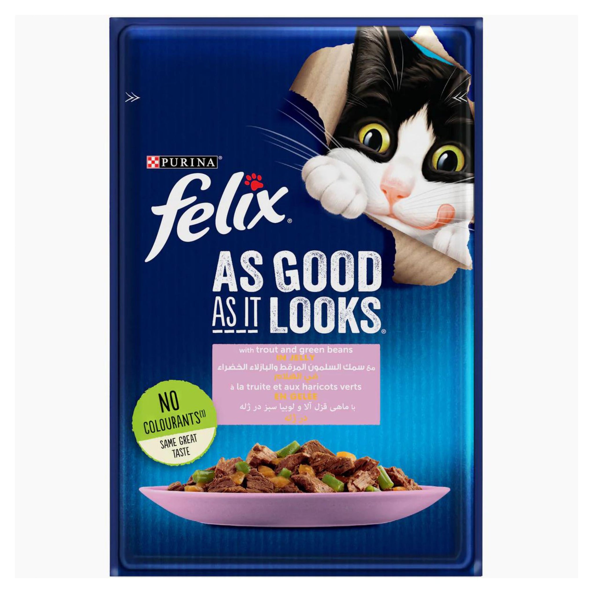 Purina Felix Cat Wet Food Trout&Green Bean Pouch 85g