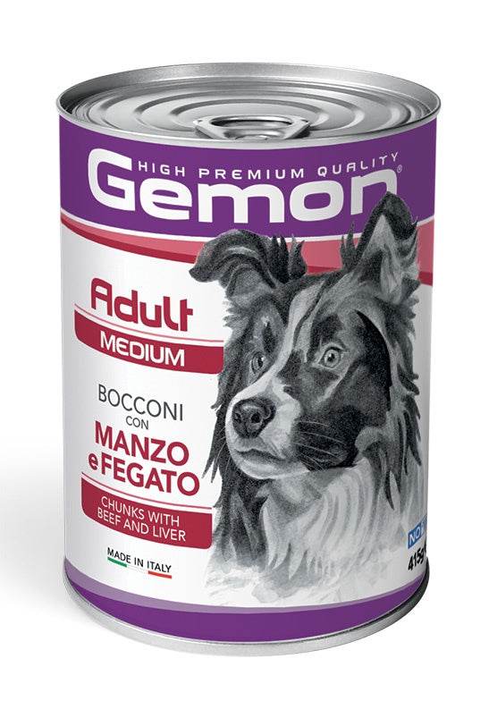 Paw & Joy Biggest Pet Supplies brand in Egypt | GEMON High Premium Chunks Beef&Liver Dog Wet Food 415g