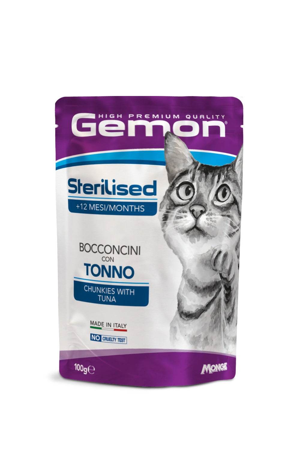 Paw & Joy Biggest Pet Supplies brand in Egypt | GEMON High Premium Chunks Tuna Cat Wet Food Pouch 100g