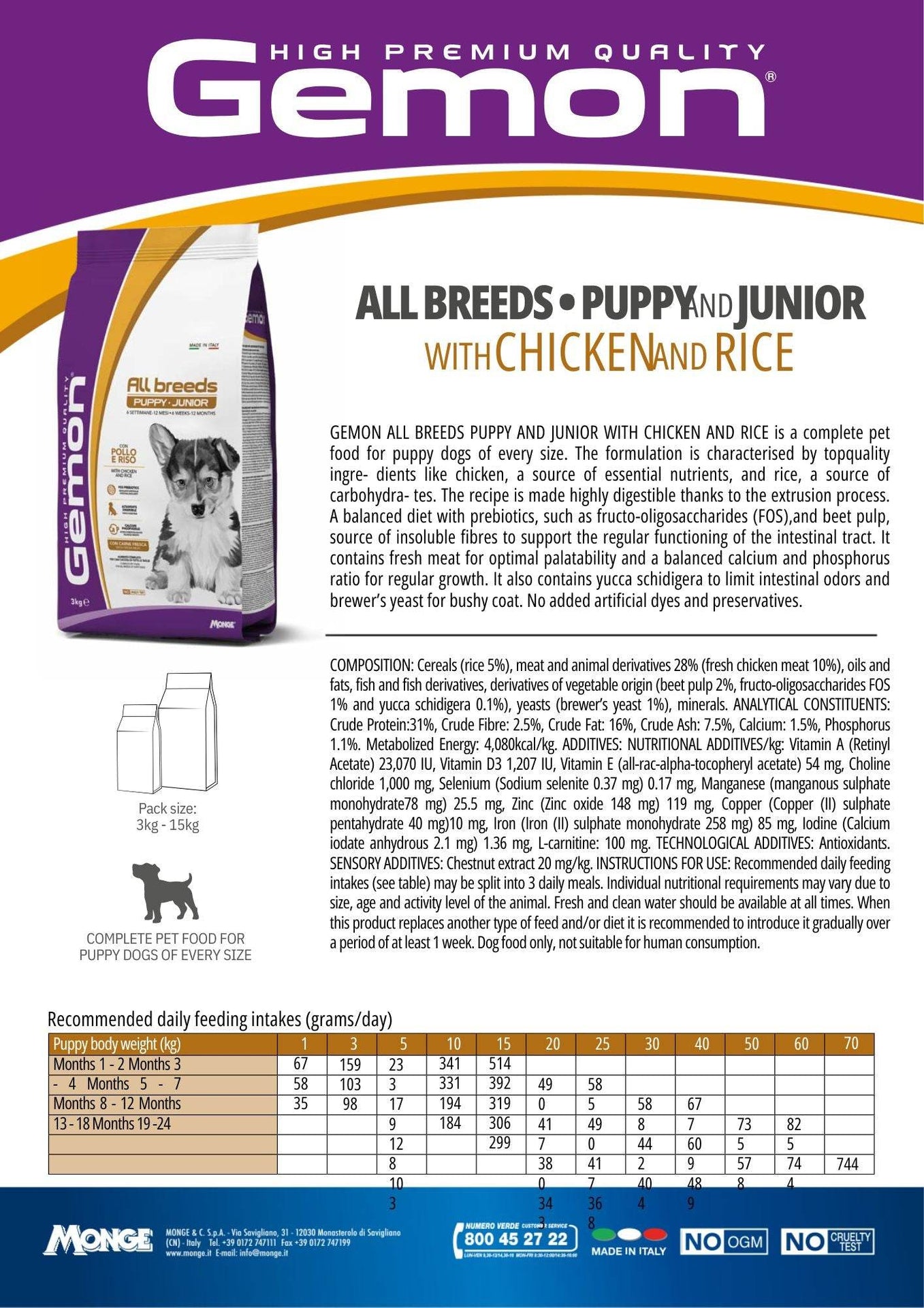 GEMON High Premium Puppy&Junior Dog Dry Food 20kg