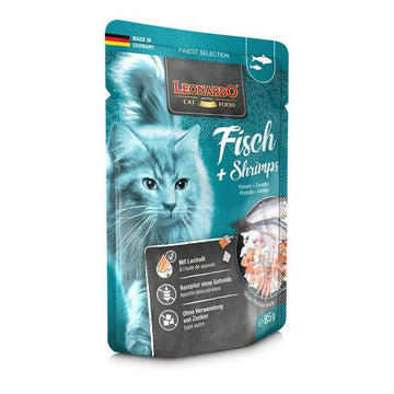 Paw & Joy Biggest Pet Supplies brand in Egypt | Leonardo Fish&Shrimps Cat Wet Food Pouch 85g