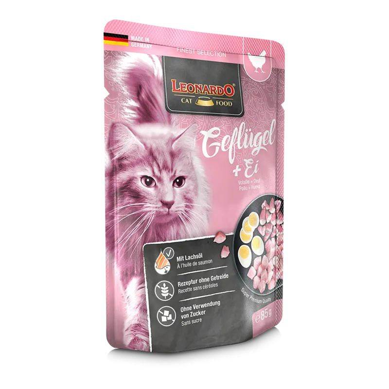 Paw & Joy Biggest Pet Supplies brand in Egypt | Leonardo Poultry&Egg Cat Wet Food Pouch 85g