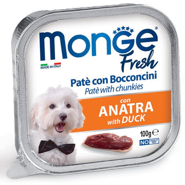 MONGE Super Premium Fresh Duck Paté&Chunks Dog Wet Food 100g