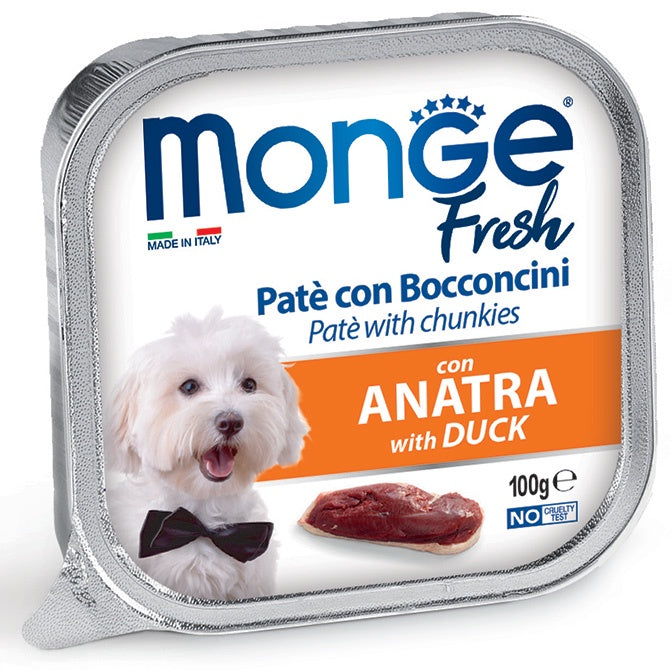 MONGE Super Premium Fresh Duck Paté&Chunks Dog Wet Food 100g