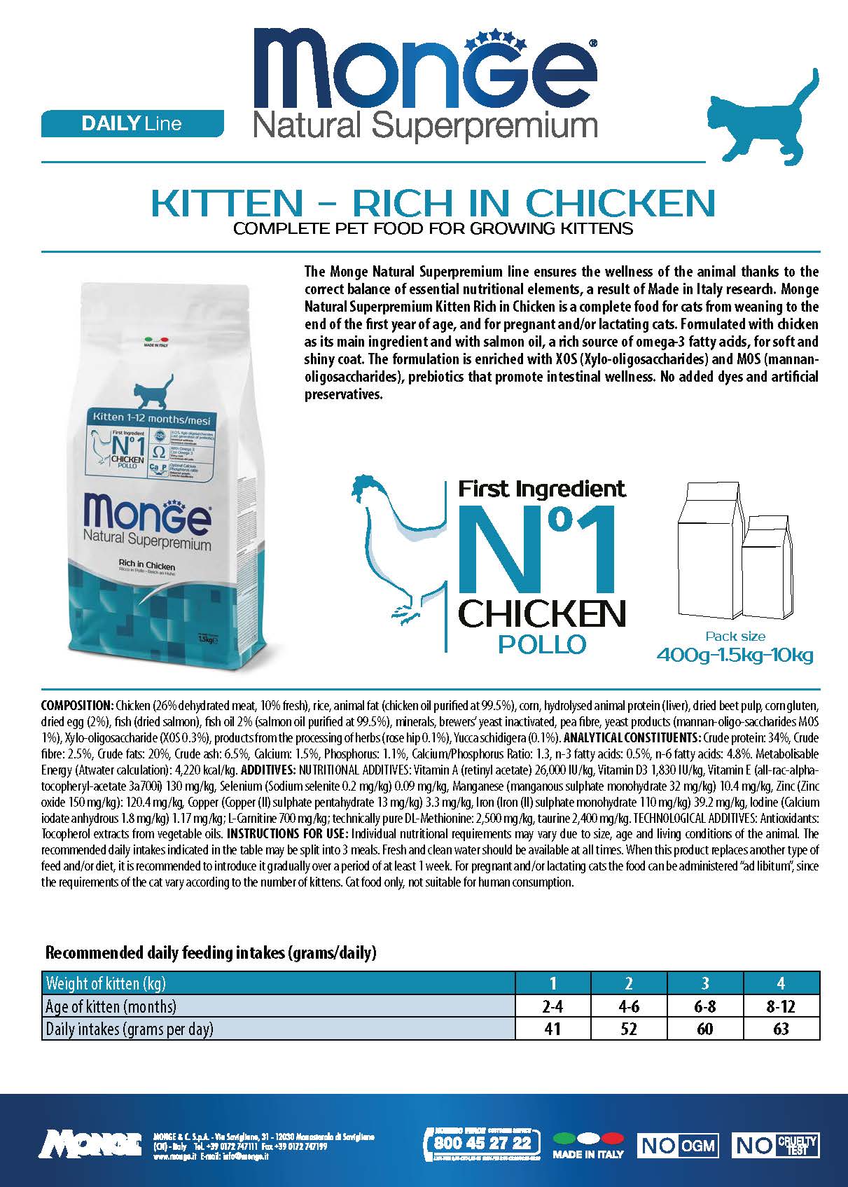 MONGE Super Premium Kitten Dry Food 1.5kg