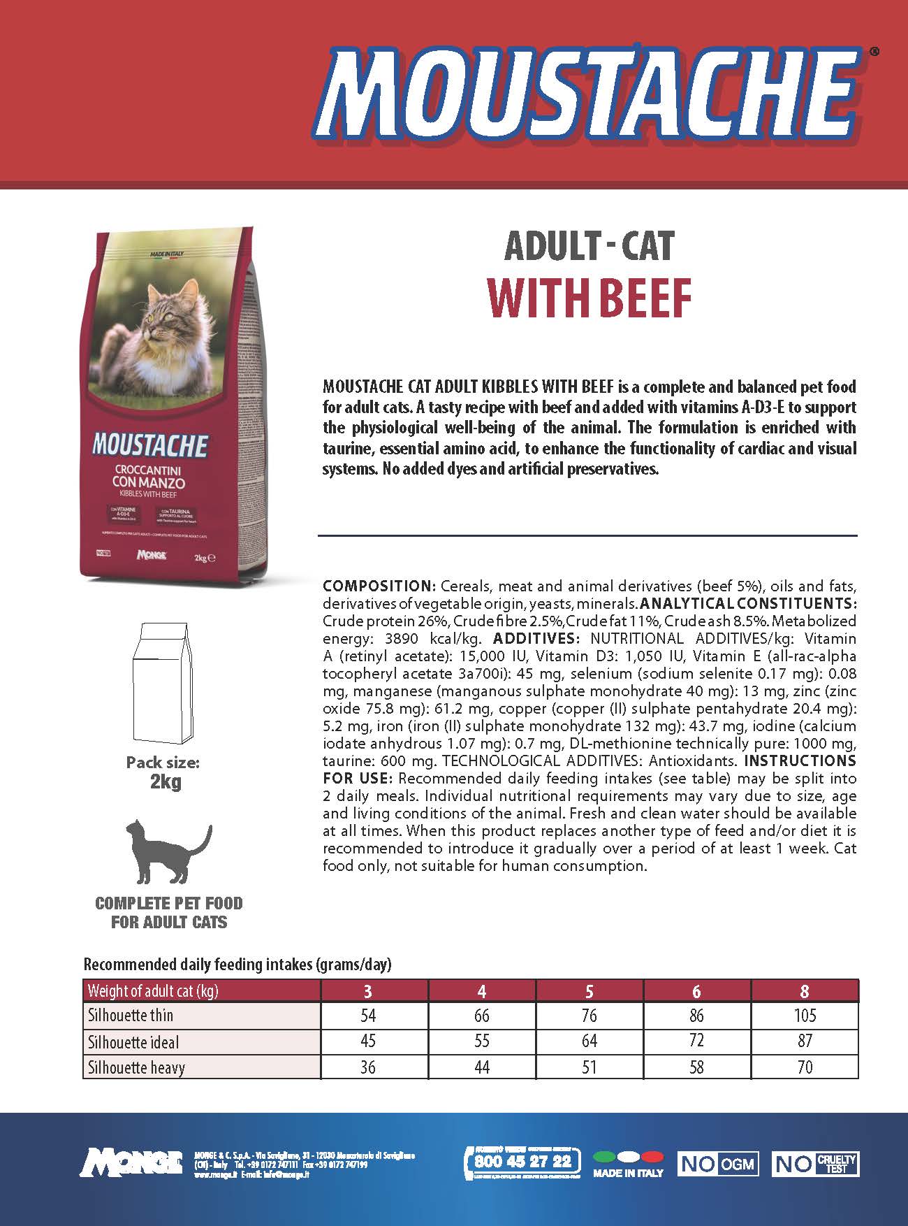 MOUSTACHE Beef Cat Dry Food 2kg