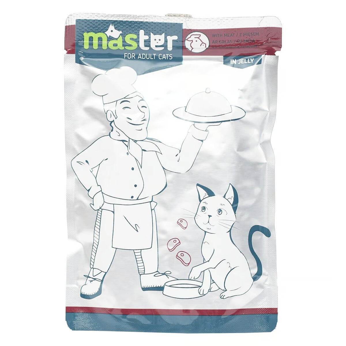 Paw & Joy Biggest Pet Supplies brand in Egypt | Master Cat Wet Food Beef Jelly Pouch 80g
