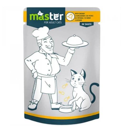 Paw & Joy Biggest Pet Supplies brand in Egypt | Master Cat Wet Food Chicken Sauce Pouch 80g